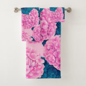 Hydrangea aquarelle motif, rose et bleu (En situation)