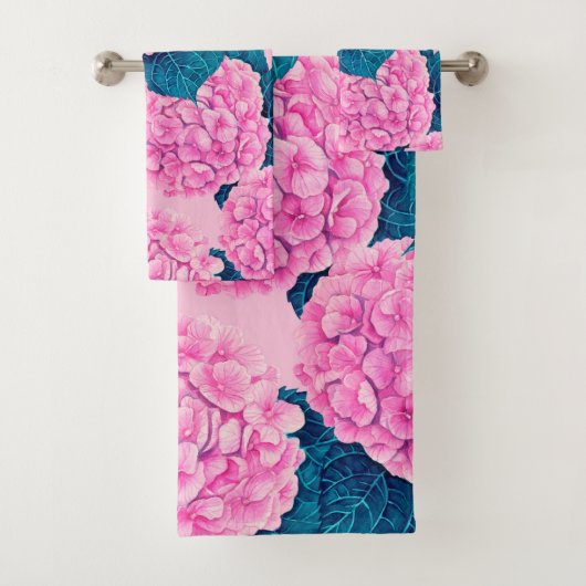 Hydrangea aquarelle motif, rose et bleu (En situation)