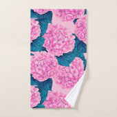 Hydrangea aquarelle motif, rose et bleu (Serviette à main)