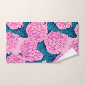 Hydrangea aquarelle motif, rose et bleu (Serviette à main)