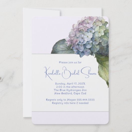 Hydrangea Art Pastels Invitation de douche nuptial (Devant)