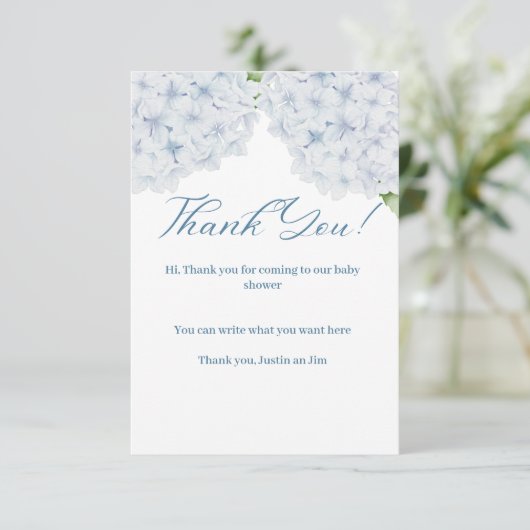 Hydrangea Baby shower Dank u kaart (Staand voorkant)