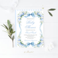 Hydrangea Baby shower Invitation garçon