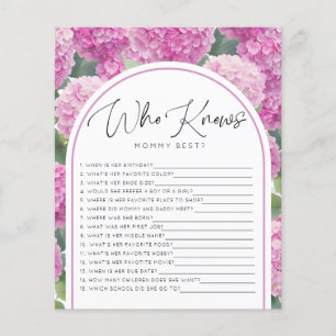 Hydrangea Baby shower Wie kent mama spelletjes