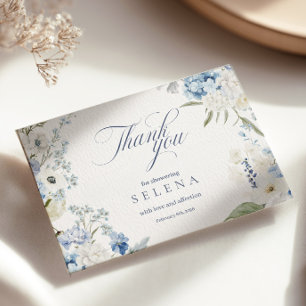 Hydrangea bedankkaart Blue Floral Bridal Show
