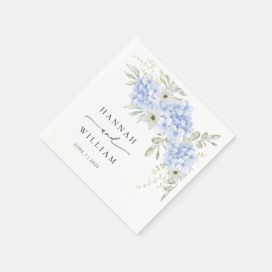 Hydrangea Blauw Bloemen Trouwpapier Servet (Hoek)