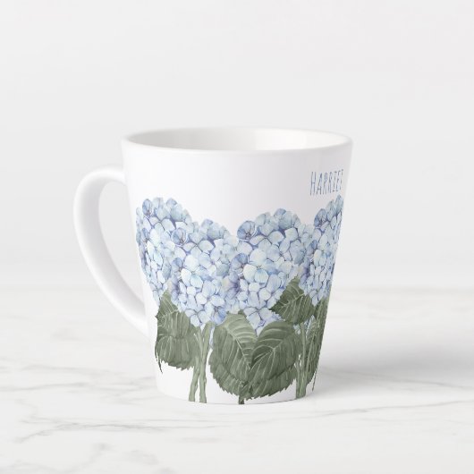 Hydrangea Blauwe Bloem Latte Mok (Linkerhoek)