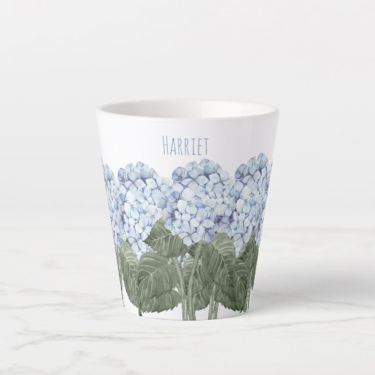 Hydrangea Blauwe Bloem Latte Mok (Voorkant)