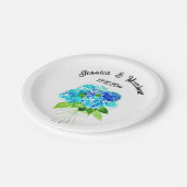 Hydrangea Blauwe bloemenbruiloft Waterverf Bruilof Papieren Bordje (Gekanteld)