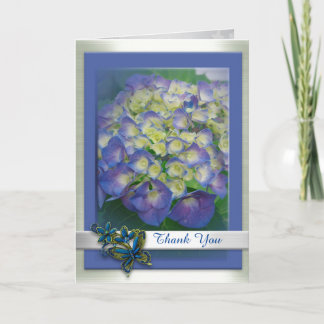 Hydrangea bleu blanc carte de remerciements