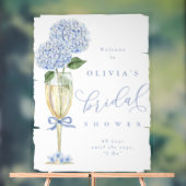 Hydrangea Bleu & Champagne Peinture Bienvenue sous (Neutre)