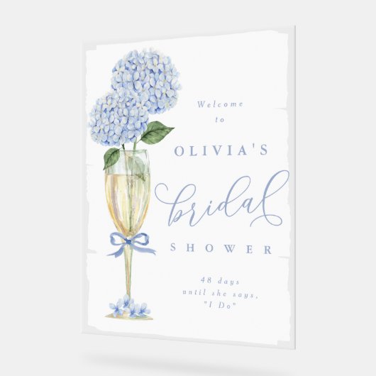 Hydrangea Bleu & Champagne Peinture Bienvenue sous (Angle)