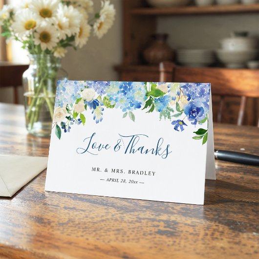 Hydrangea Bleu Clair Floral Aquarelle Merci
