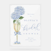 Hydrangea Bleu et Champagne Peinture Bienvenue sou (Recto)