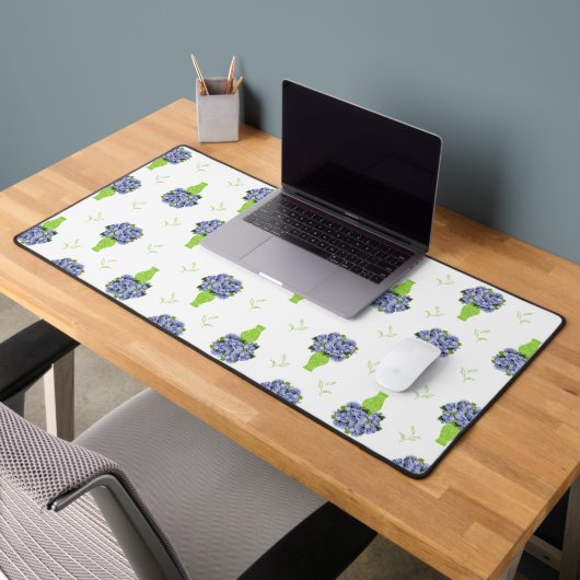 Hydrangea Bleu Vase Vert Motif Côté Mer (Bureau 2)