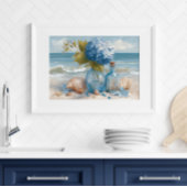 Hydrangea Bleue Côte de la Plage | Affiche de plag