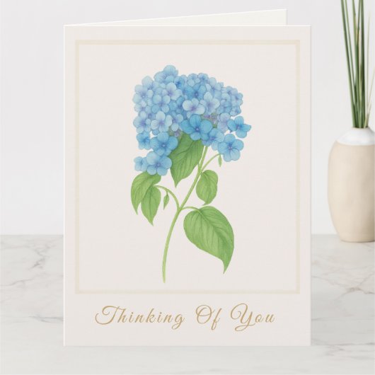Hydrangea Bleue En Pensée Pour Toi | Carte De Vœux (Devant)