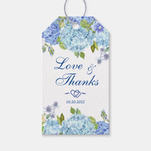 Hydrangea Bleue  Étiquette de Faveur de Cadeau de  (Devant)