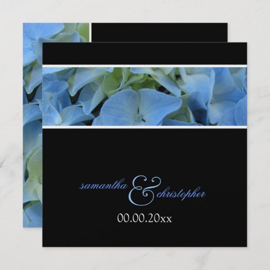 Hydrangea bleue / Invitations de mariage (Devant / Derrière)