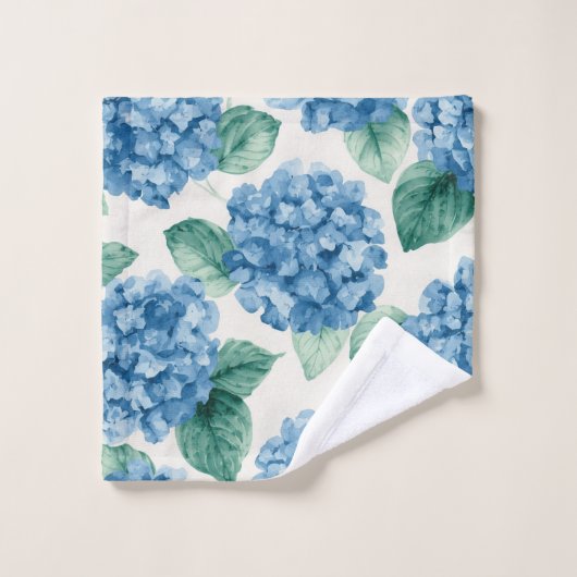 Hydrangea Bleus Aquarelle Florale Botanique Florai (Gant de toilette)
