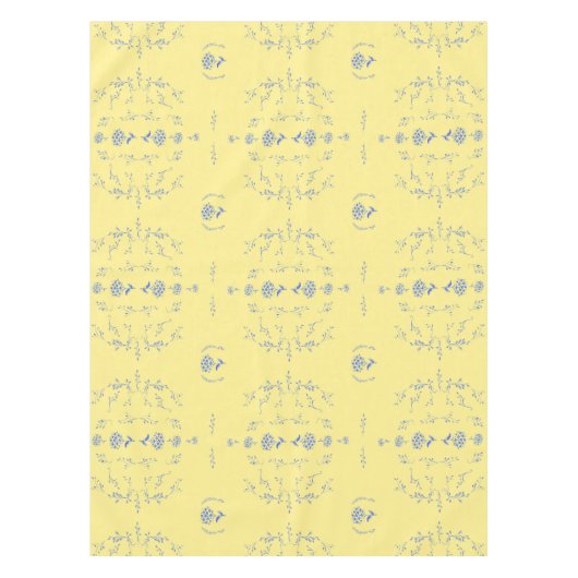 Hydrangea Block Pattern- Geel en Blauw Tafelkleed (Voorkant)