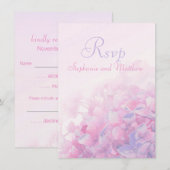 Hydrangea bloem formele trouw-RSvp roze paars Kaart (Voorkant / Achterkant)