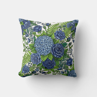 Hydrangea Bloem Indigo Worpkussen Kussen