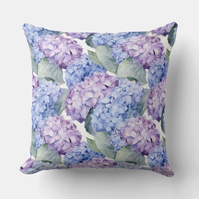 Hydrangea Bloem Katoenen Kussen (Voorkant)