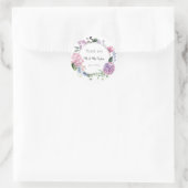Hydrangea bloem krans bruiloft thema dank u ronde sticker (Tas)