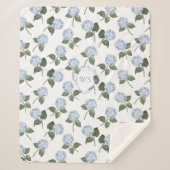 Hydrangea Bloem Monogram Sherpa Deken (Voorkant)
