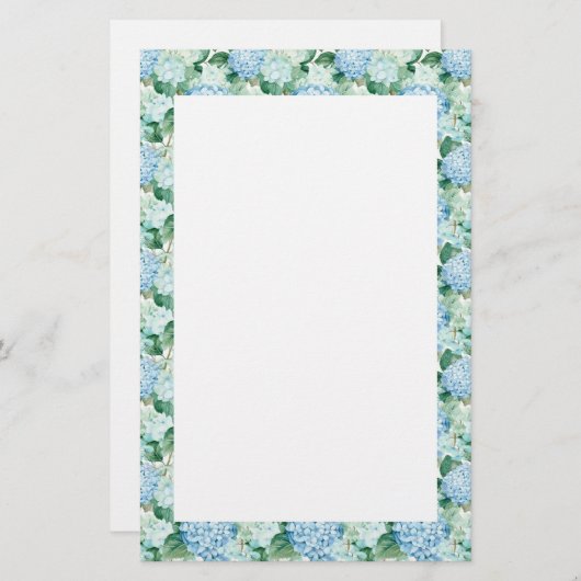 Hydrangea bloemen briefpapier (Voorkant / Achterkant)