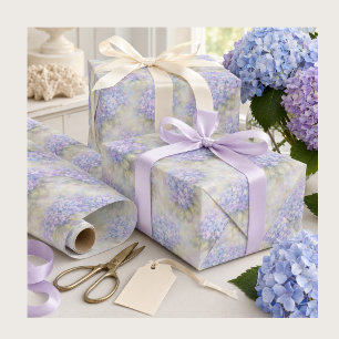 Hydrangea Bloemen Cadeaupapier Elegant Blauw & L