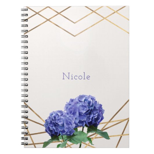 Hydrangea Bloemen & Goud Elegant Bloemen Custom Notitieboek (Voorkant)