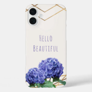 Hydrangea Bloemen & Goud Elegante Glam Gepersonali iPhone 16 Plus Hoesje