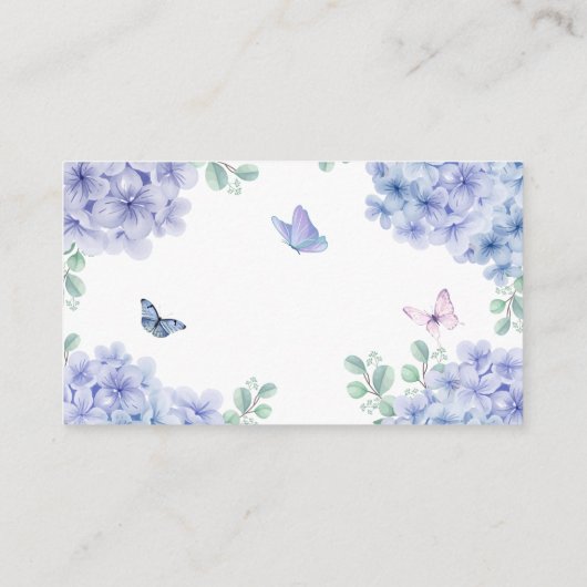 Hydrangea bloementuin boeken voor Baby shower Informatiekaartje (Achterkant)