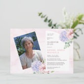 Hydrangea Blooms Woman Pink Celebration of Life Kaart (Staand voorkant)