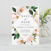 Hydrangea Blossom Blush Pink Floral Wedding Save The Date (Staand voorkant)