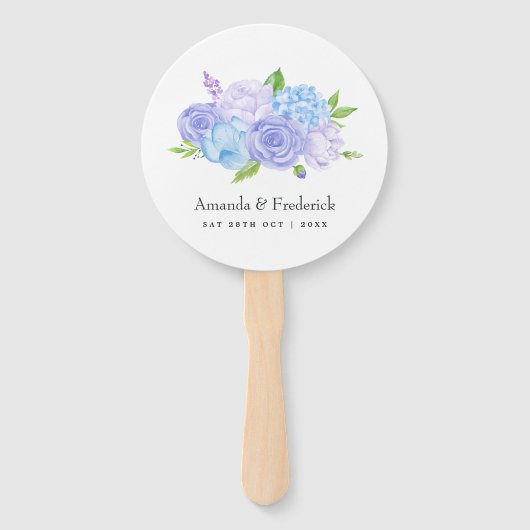 Hydrangea Blue and Light Lavender Wedding Handwaaier (Voorkant)