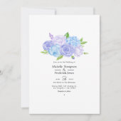 Hydrangea Blue and Light Lavender Wedding Kaart (Voorkant)