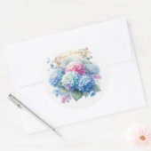 Hydrangea Blue Floral Birthday Ronde Sticker (Envelop)