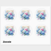 Hydrangea Blue Floral Birthday Ronde Sticker (Vel)