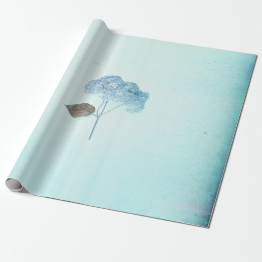 Hydrangea Blue Floral Rustic Antiek Cadeaupapier (Uitgerold)