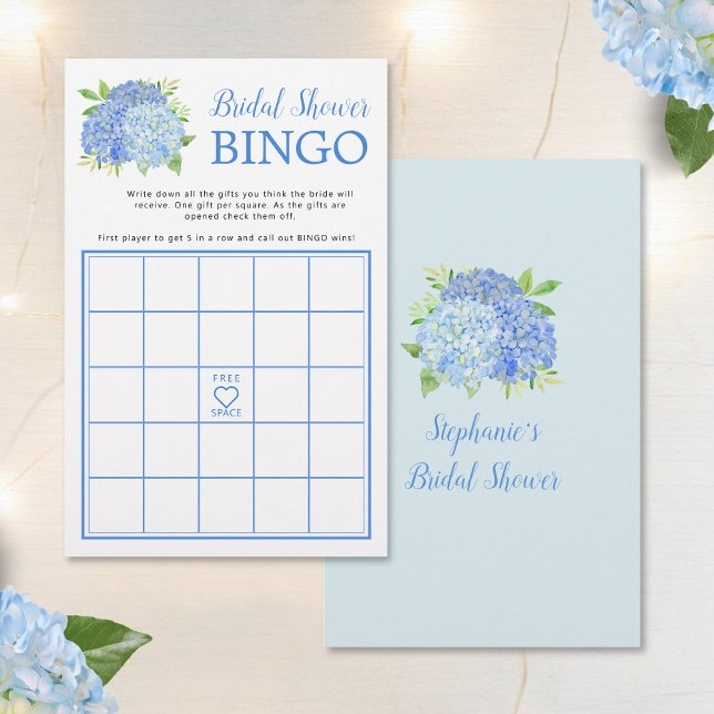 Hydrangea Blue Floral Vrijgezellenfeest Bingo Game (Creator heeft geüpload)