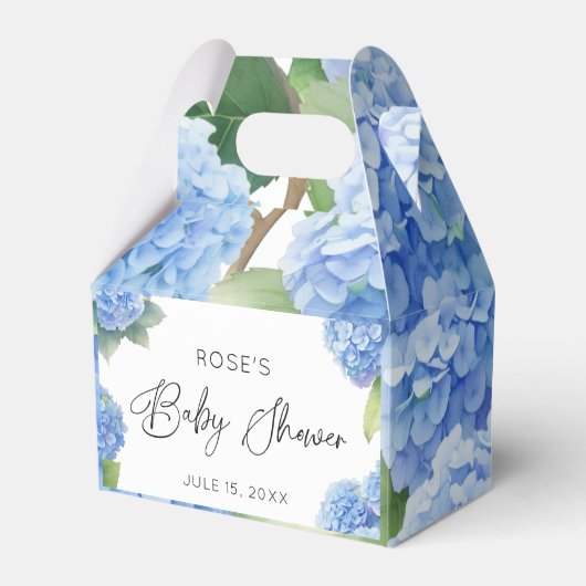 Hydrangea Blue Flowers Het is een Boy Baby shower Bedankdoosjes (Voorkant Zijde)