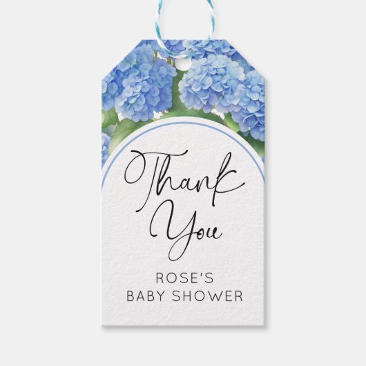 Hydrangea Blue Flowers Het is een Boy Baby shower Cadeaulabel (Voorkant)
