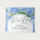 Hydrangea Blue Flowers Het is een jongen Wandkleed (Voorkant (horizontaal))