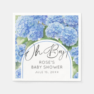 Hydrangea Blue Flowers Oh Boy Baby shower Servet