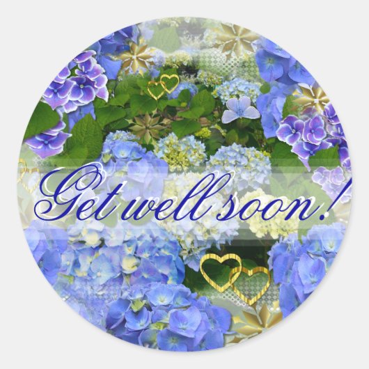 HYDRANGEA BLUE ~ "Get Well" ~ Stickers (Devant)