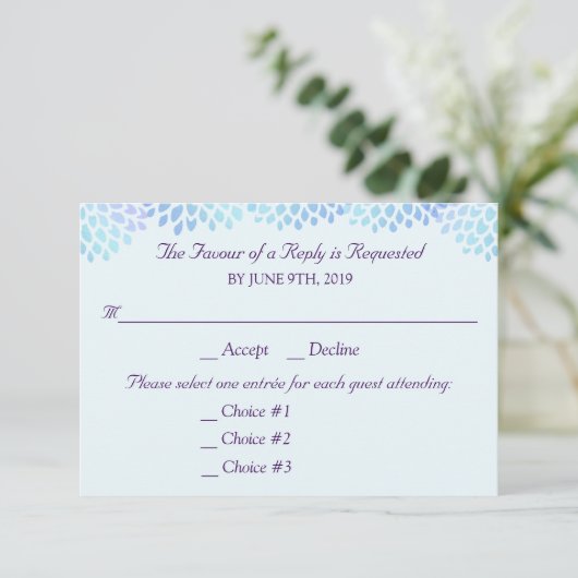 Hydrangea Blue Mariage Réponse RSVP 3 Entrées (Debout devant)