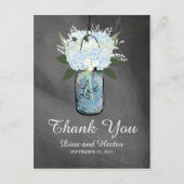 Hydrangea Blue Mason Jar Chalkboard | Dank u Briefkaart (Voorkant)